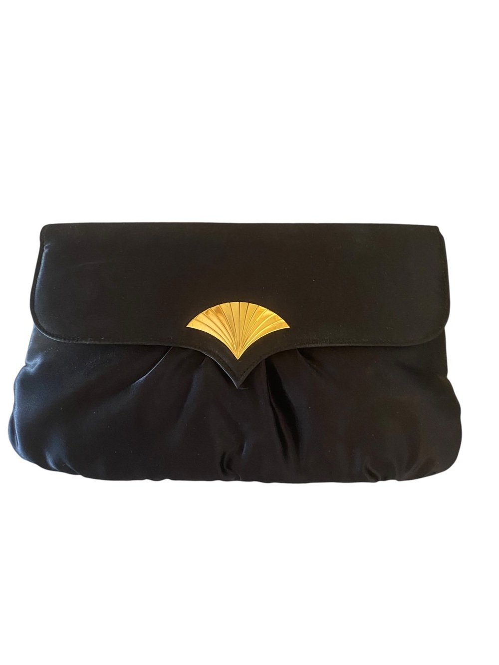 vintage 80s 90s Satin Clutch Gold Accent Glam Evening Bag Formal purse cocktail